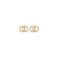 JOLINA recycled earrings, gold-plated, featuring two intertwined halos adorned with sparkling Preciosa crystals, highlighting Pilgrim's commitment to sustainable, stylish design.