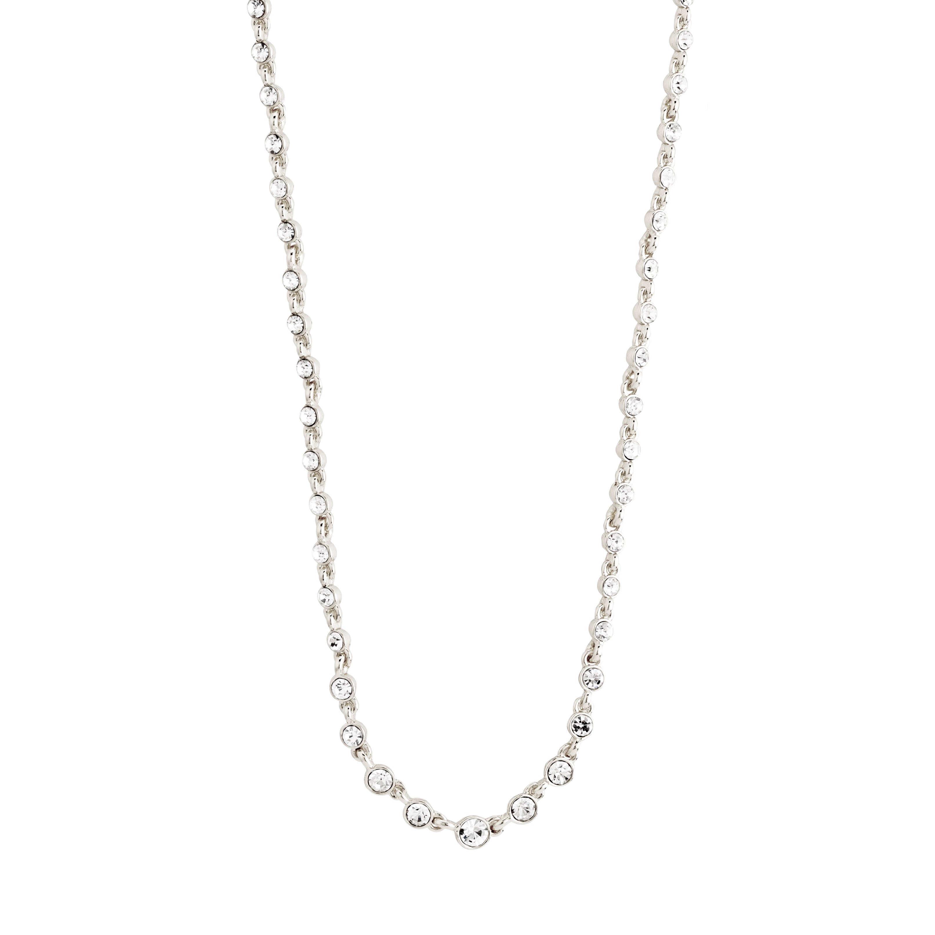 IMOGENE necklace silver-plated, adorned with Preciosa crystals, offers a versatile, sparkling touch, perfect for minimalist or layered styling.