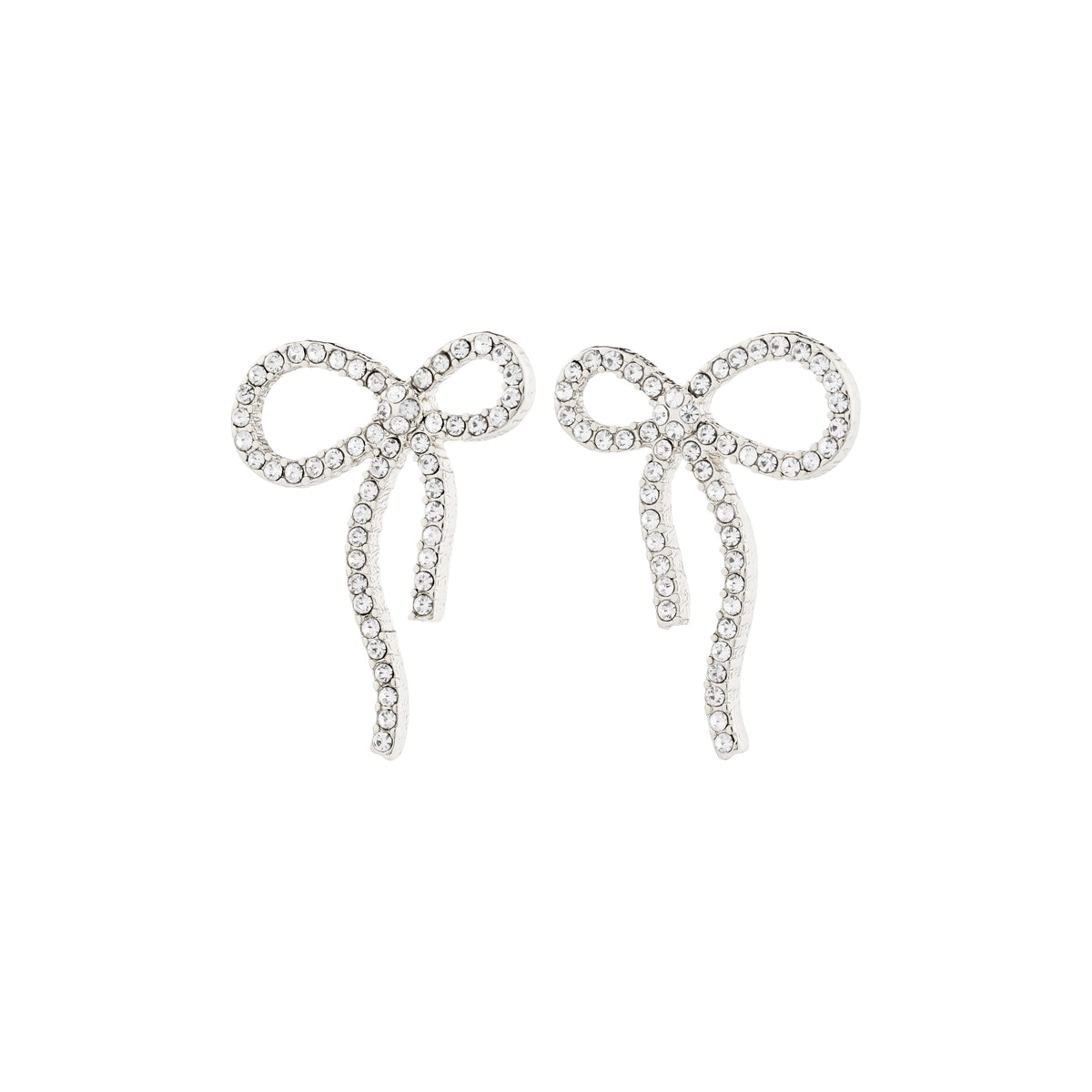 JOLANTA silver-plated earrings featuring trendy bow design adorned with sparkling Preciosa crystals, perfect for elevating everyday outfits or adding glam to formal occasions.