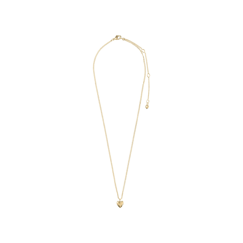 ALAIA gold-plated necklace featuring a delicate heart pendant, perfect for layering or solo wear, crafted from 99% recycled materials for a romantic, sustainable style.