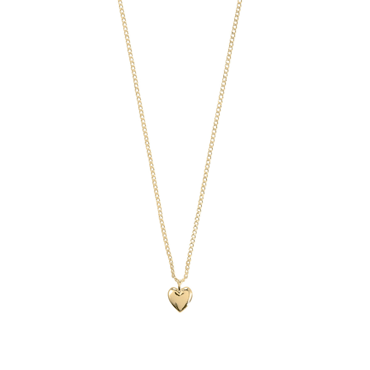 ALAIA necklace gold-plated featuring a petite heart pendant, perfect for a romantic touch. Made from eco-friendly recycled materials, ideal for layering or solo wear.