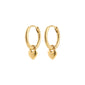 ALAIA earrings: gold-plated huggie hoops with detachable heart pendants, offering a romantic vibe and versatile style, crafted from 99% recycled materials.