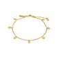 ALAIA bracelet gold-plated with eight small heart pendants, offering a romantic and playful touch, ideal for daily wear or special occasions.