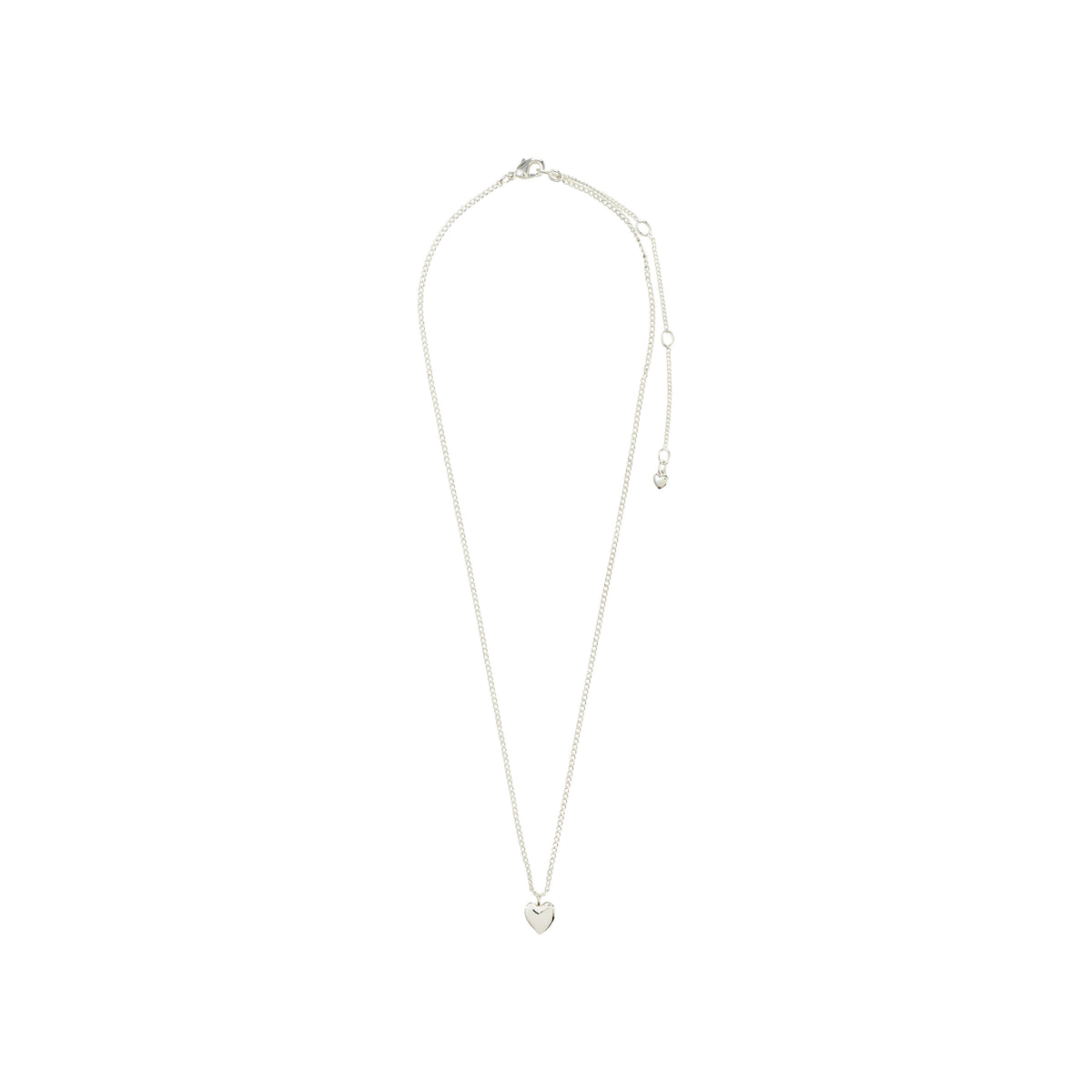 ALAIA necklace silver-plated with a petite heart pendant, crafted from recycled material, offering a romantic, versatile style for layering or standalone wear.