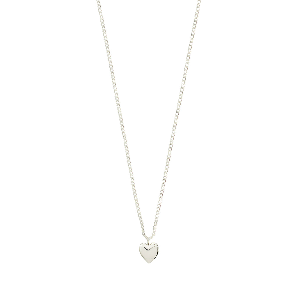 ALAIA necklace silver-plated with a petite heart pendant, offering a romantic touch. Versatile for solo wear or layered styling, crafted from 99% recycled material.