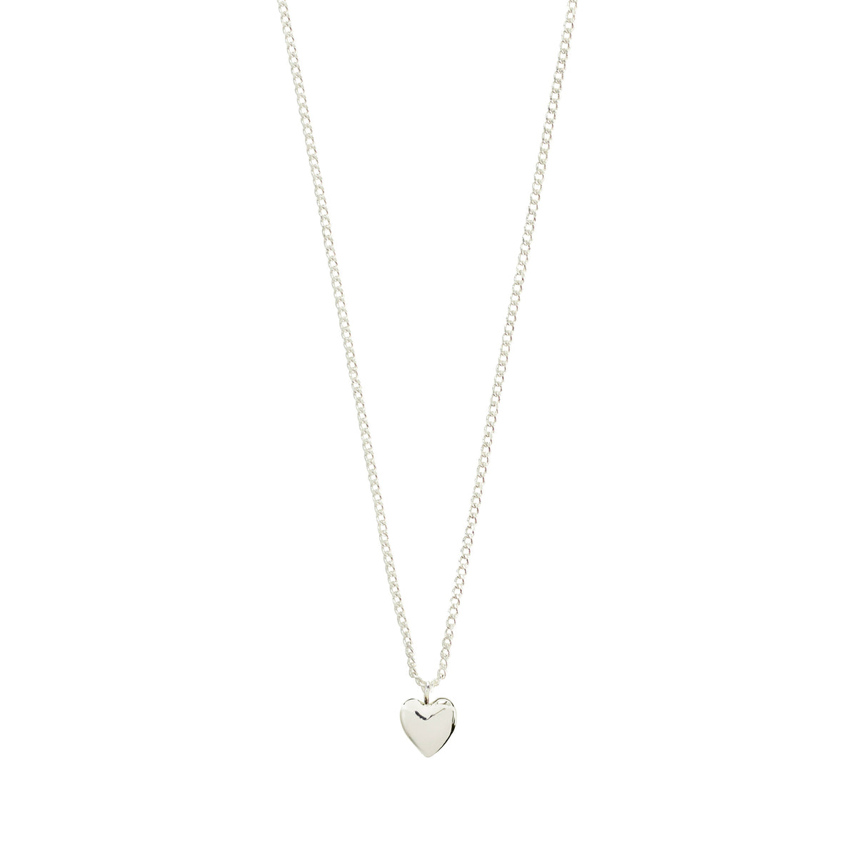 ALAIA necklace silver-plated with a petite heart pendant, offering a romantic touch. Versatile for solo wear or layered styling, crafted from 99% recycled material.