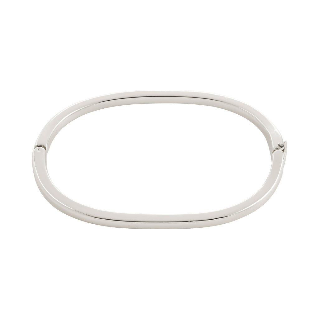 ALAIA silver-plated bangle showcases timeless simplicity with its elegant design, featuring a discreet click clasp for easy wear, crafted from 99% recycled materials.