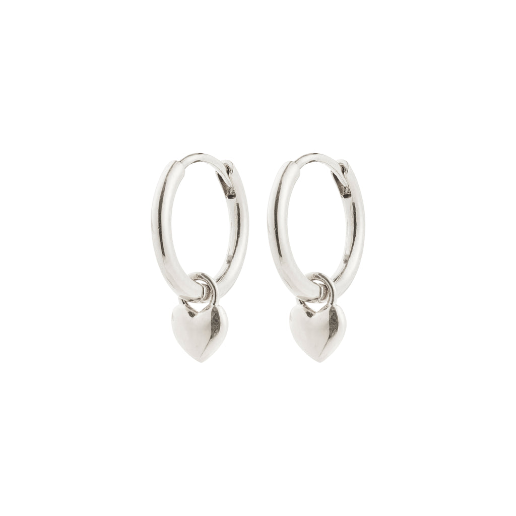 ALAIA earrings silver-plated, featuring versatile huggie hoops with detachable petite heart pendants, perfect for everyday wear or special occasions, crafted from 99% recycled materials.