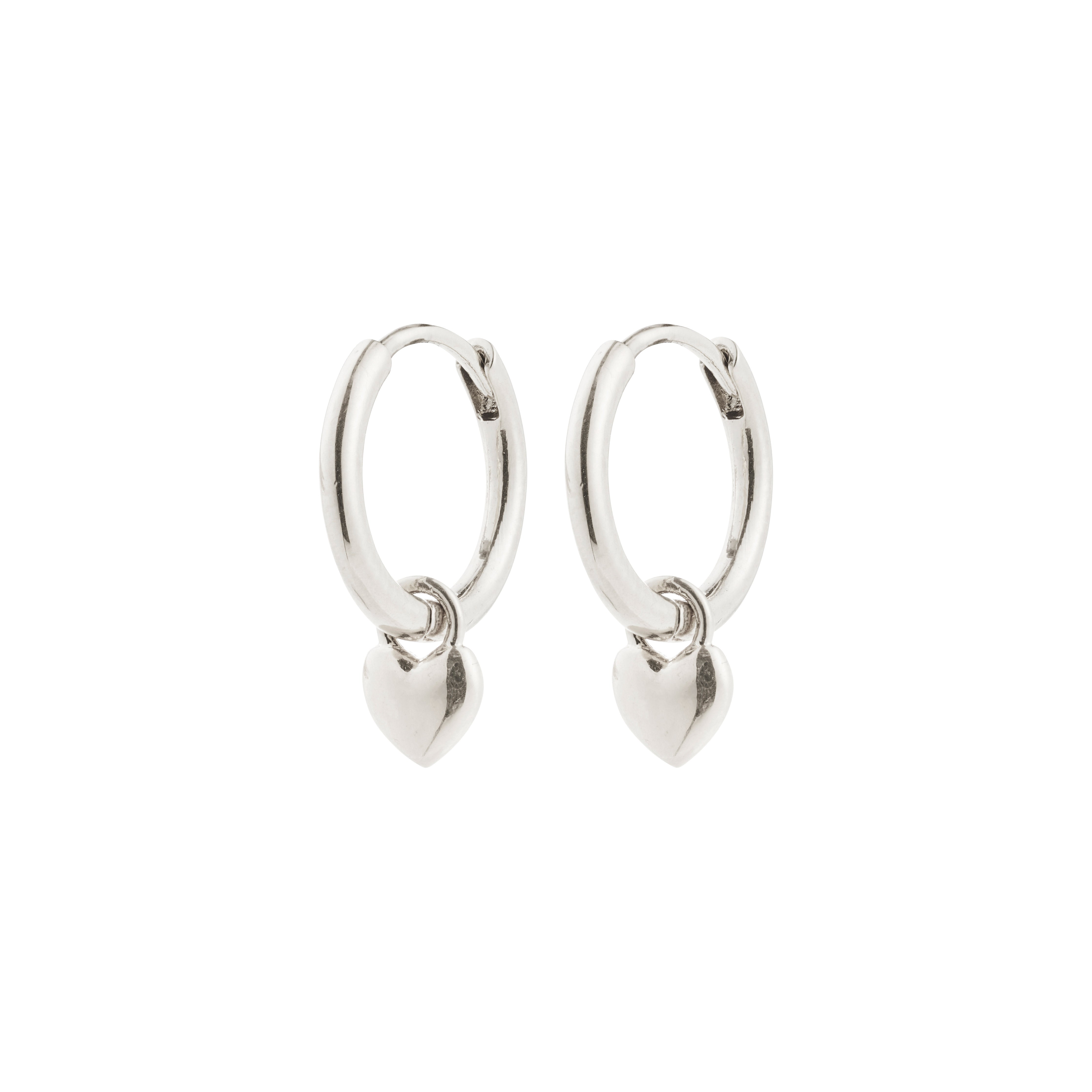 ALAIA earrings silver-plated, featuring versatile huggie hoops with detachable petite heart pendants, perfect for everyday wear or special occasions, crafted from 99% recycled materials.