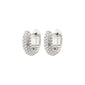 LONA chunky crystal huggie hoops in silver-plated finish, featuring sparkling Preciosa crystals, crafted from 98% recycled materials for an exclusive and classy look.