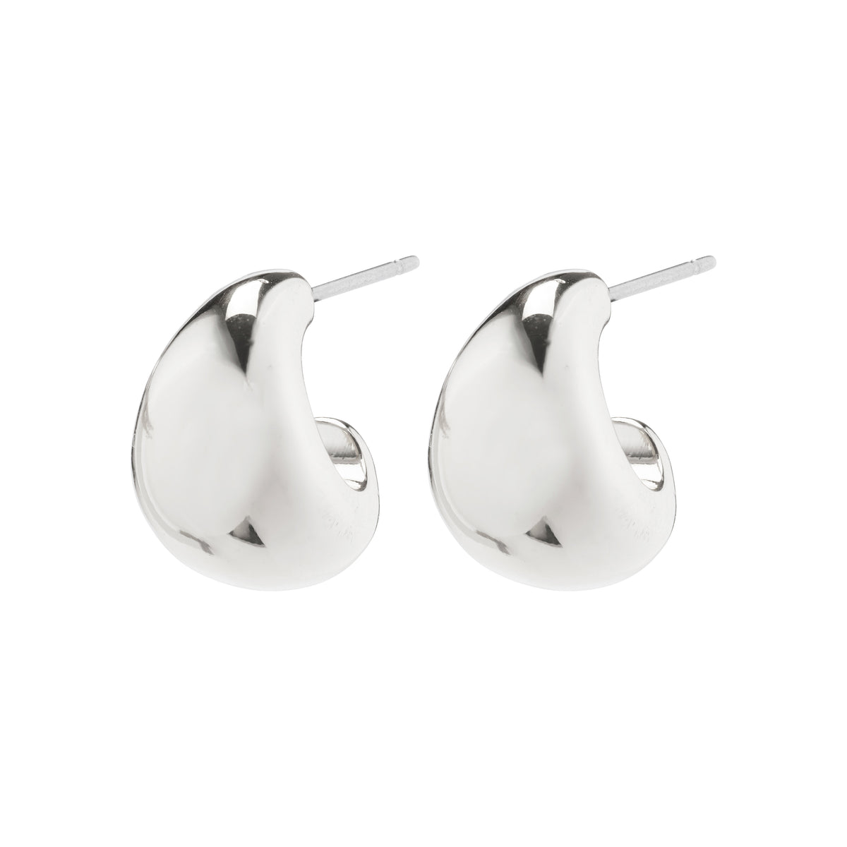 ALEXANE chunky mini hoop earrings, silver-plated from Pilgrim's recycled collection, showcasing a sleek, trendy design with a brilliant shine.