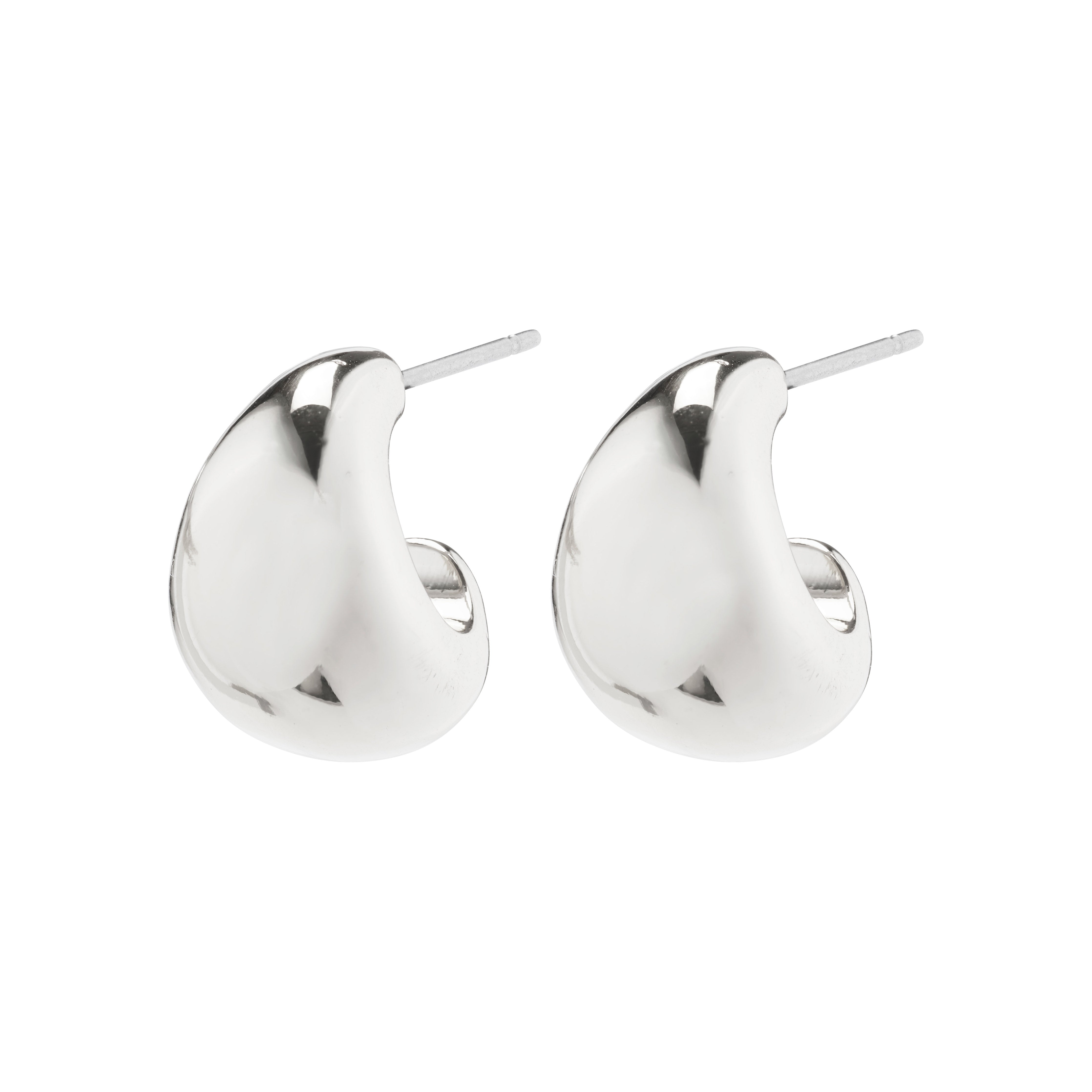 ALEXANE chunky mini hoop earrings, silver-plated from Pilgrim's recycled collection, showcasing a sleek, trendy design with a brilliant shine.