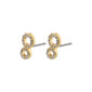 ROGUE crystal earrings gold-plated, featuring figure-eight micro-studs adorned with Preciosa crystals, offering a sparkly, exclusive touch for a curated ear look.