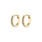 EBNA mini crystal huggie hoops, gold-plated, adorned with clear Preciosa crystals, featuring a smart click lock, perfect for adding subtle sparkle to any outfit.
