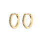 EBNA small crystal hoops gold-plated: elegant gold hoop earrings adorned with sparkling Preciosa crystals, featuring a convenient click lock for easy wear.