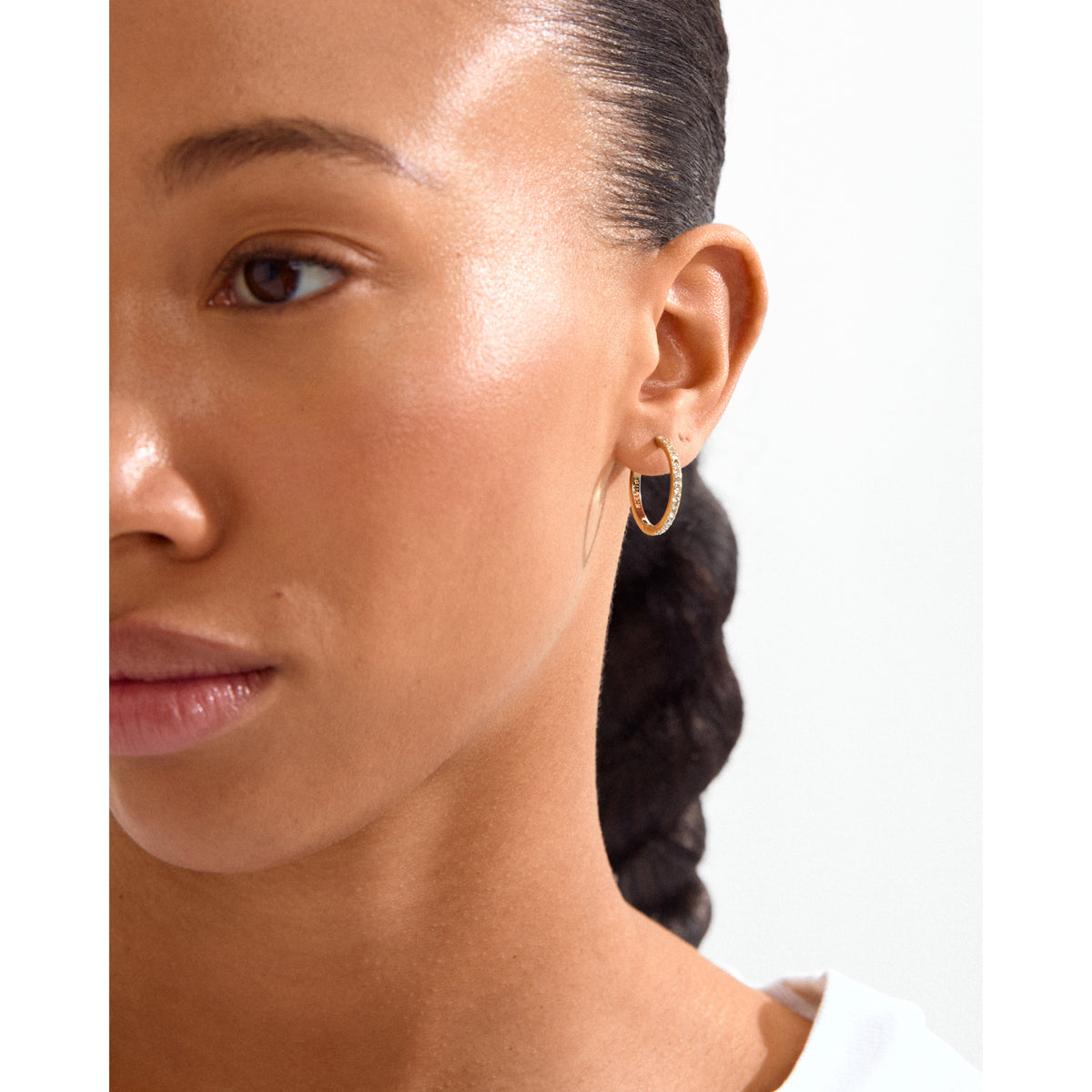 EBNA large crystal hoops gold-plated