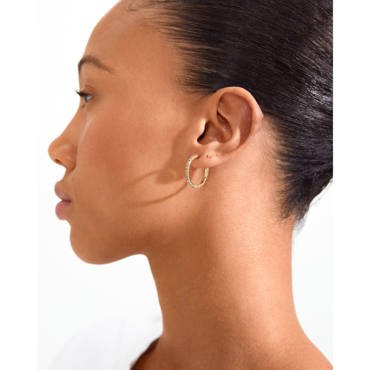 EBNA large crystal hoops gold-plated