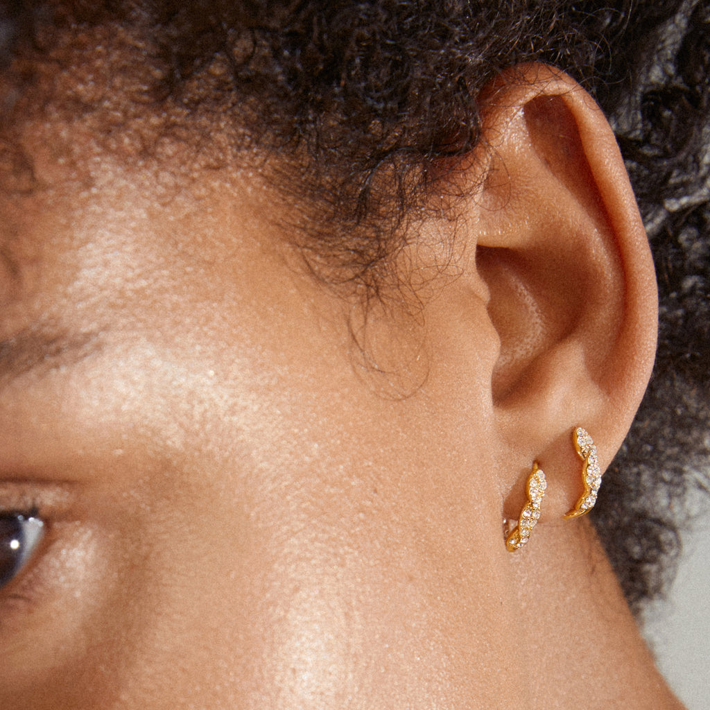 EZO snoet krystal hoops guldbelagt