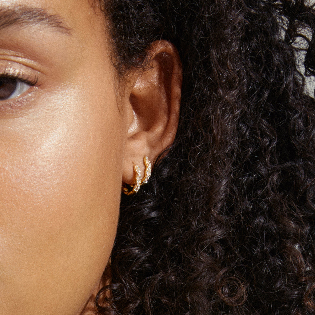 EZO snoet krystal hoops guldbelagt