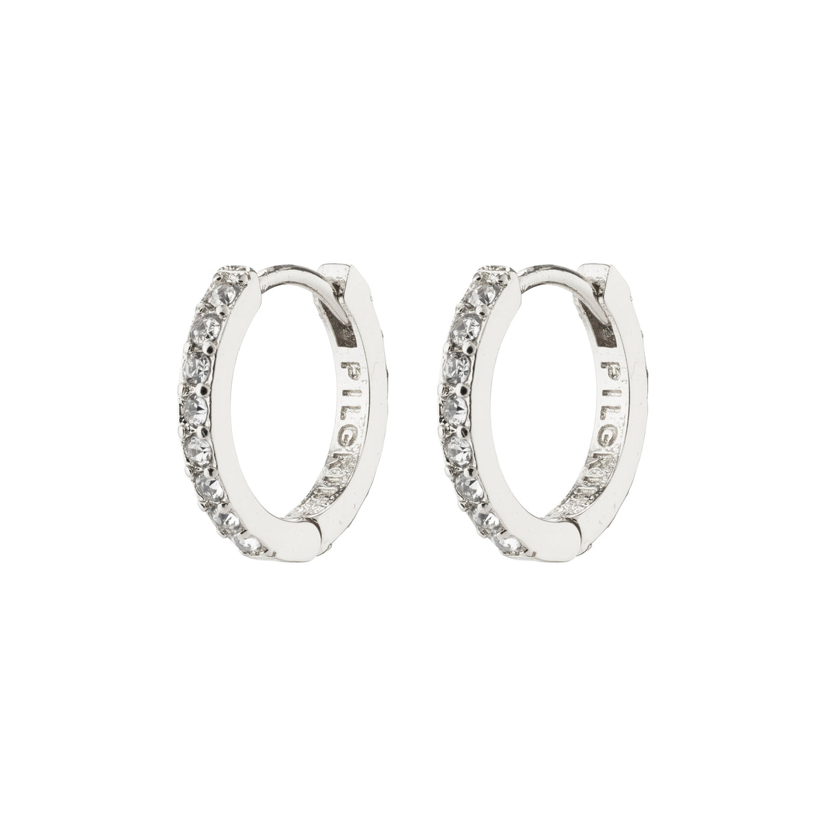 EBNA small crystal hoops silver-plated, featuring silver hoops with Preciosa crystal accents and a smart click lock, ideal for trendy or minimalist looks.