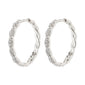 EZO twirled crystal hoops silver-plated