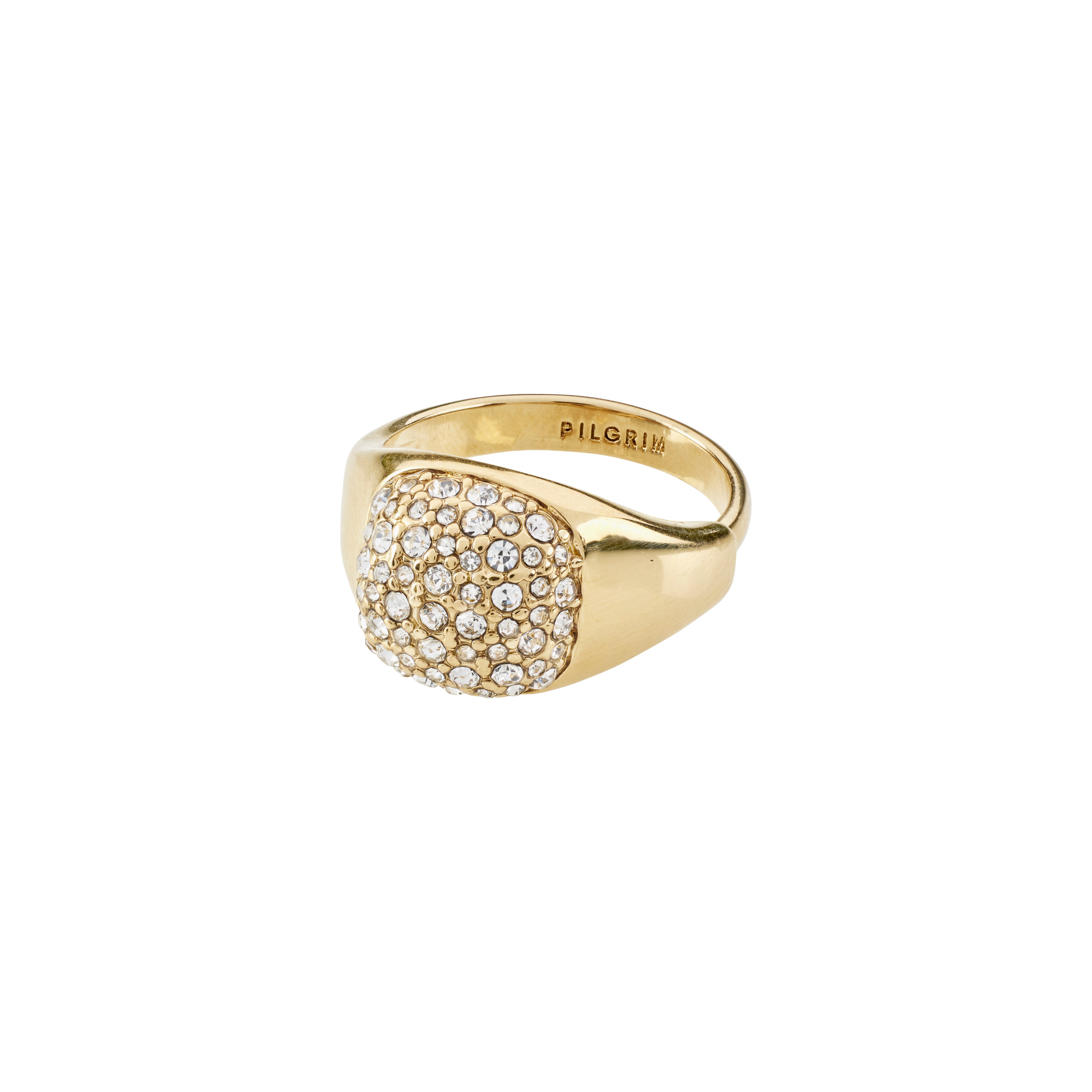 CINDY crystal ring in gold-plated finish, featuring sparkling Preciosa crystals, showcasing Pilgrim's blend of timeless elegance and modern style.