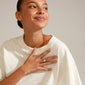 Woman wearing CINDY crystal ring gold-plated by Pilgrim, featuring a minimalist design with sparkling Preciosa crystals.