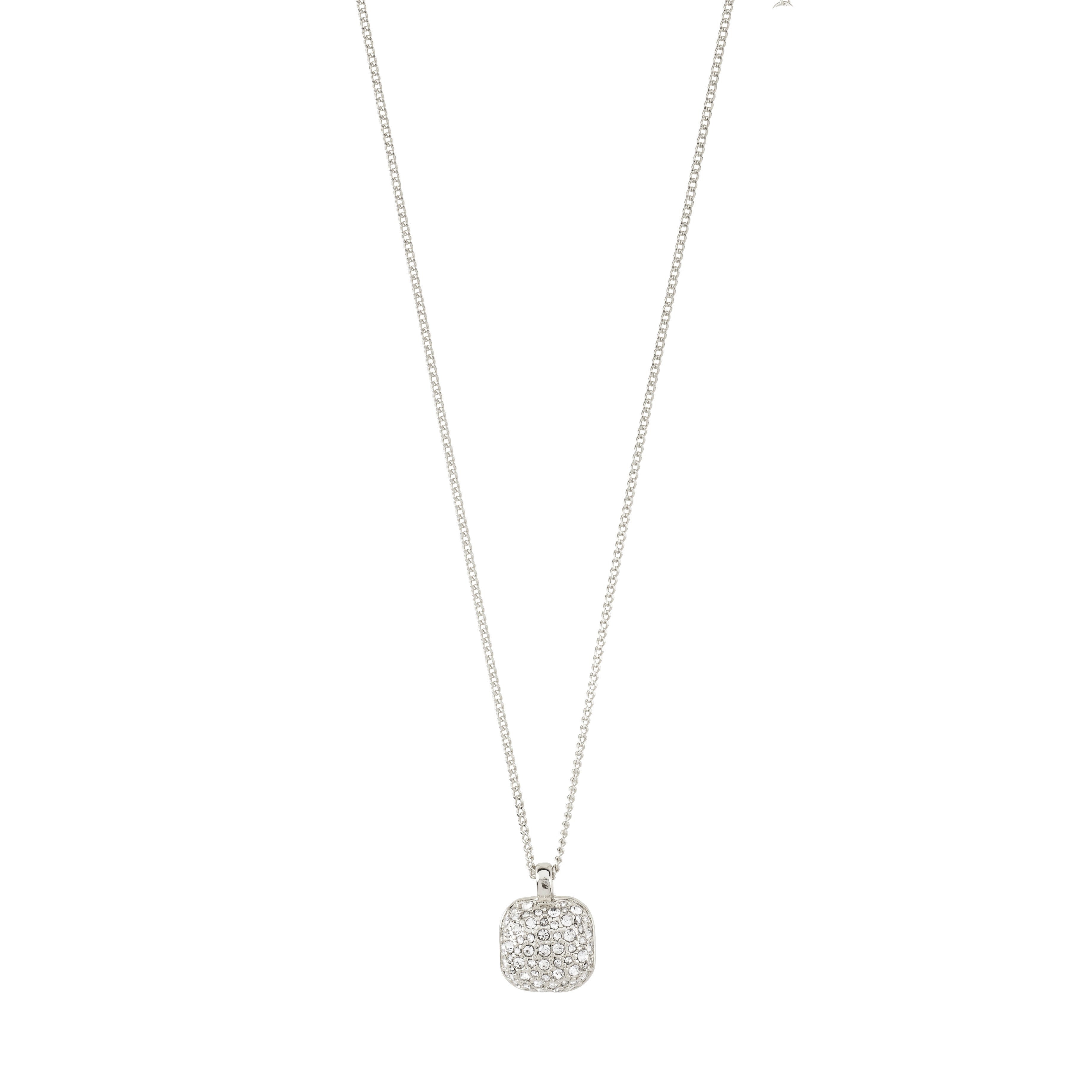 CINDY crystal pendant necklace, silver-plated, featuring sparkly Preciosa crystals on a recycled silver chain, elegant for everyday wear from Pilgrim.