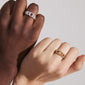 Gold-plated WRENLEY ring with Preciosa crystals on a hand, showcasing its adjustable fit and elegant design from Pilgrim's timeless Danish jewelry collection.