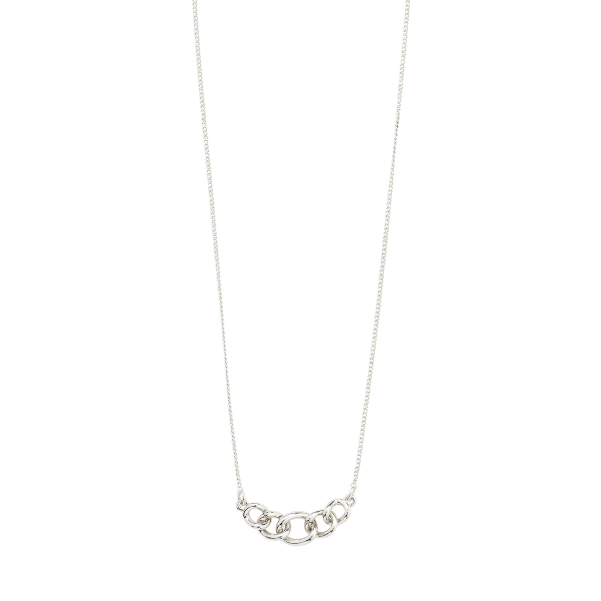 WRENLEY necklace, silver-plated, featuring a slim chain with a cable pendant adorned with small Preciosa crystals for a classy, upscale look.