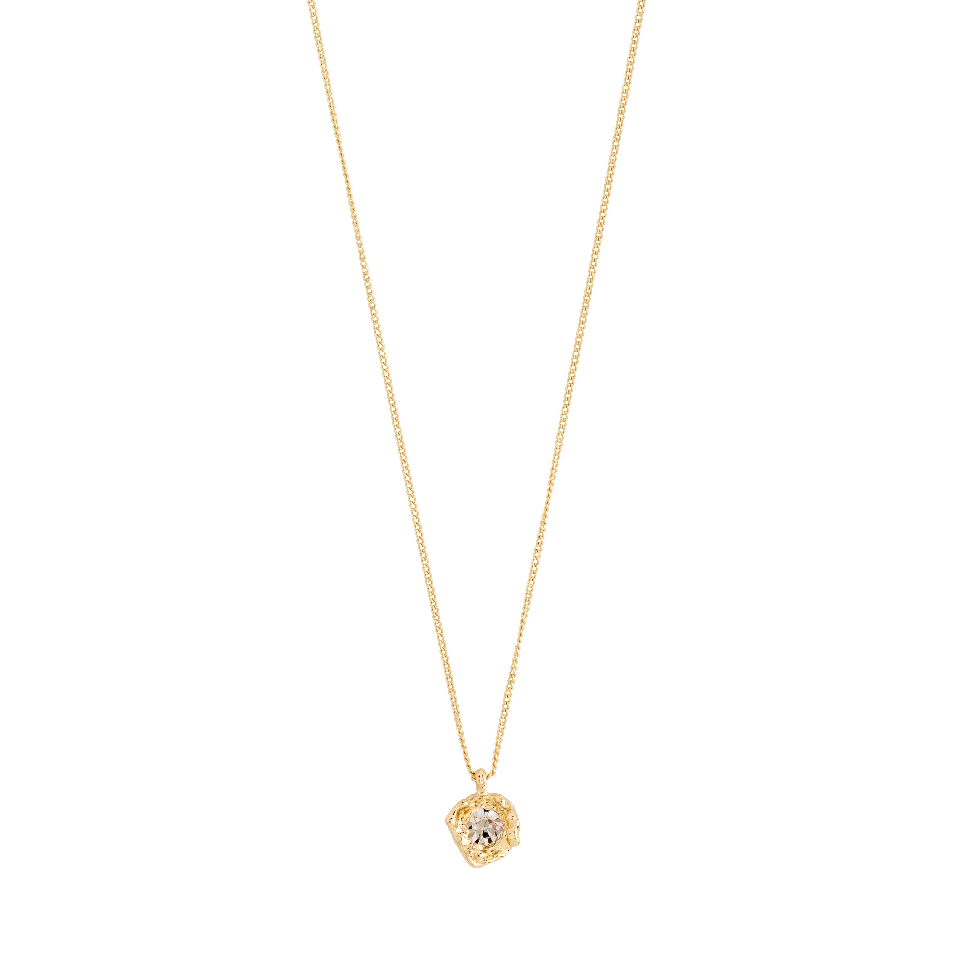 CALLUM necklace gold-plated with a large Preciosa crystal pendant, featuring an organically shaped bezel and shiny finish, perfect for layering or individual wear.