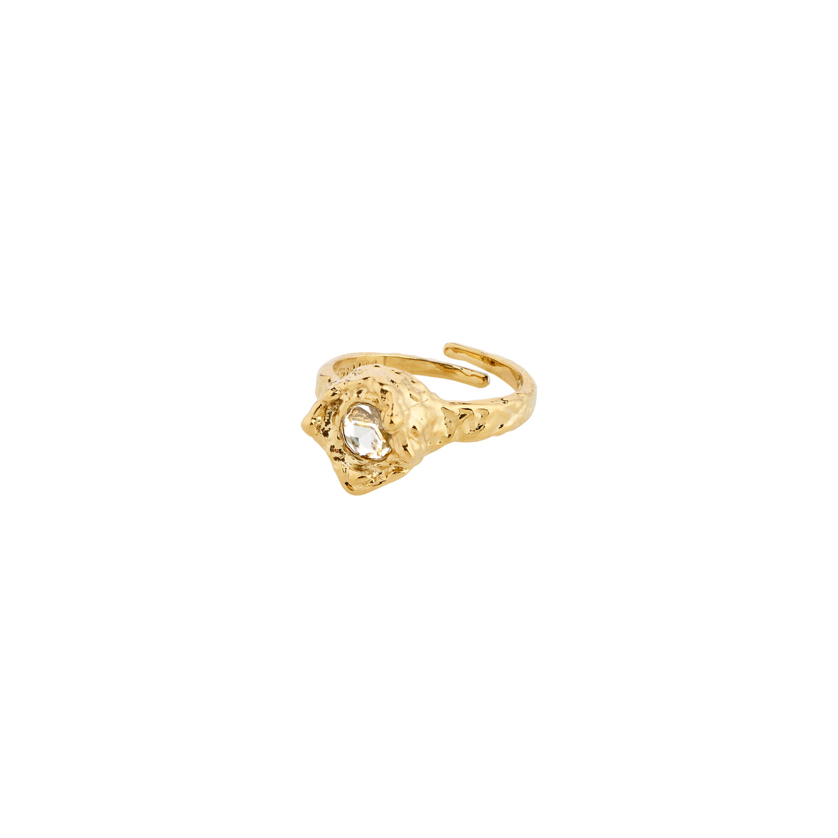 CALLUM ring gold-plated, featuring a large Preciosa crystal in an organically shaped bezel, offering a unique, nature-inspired design with a sparkling finish.