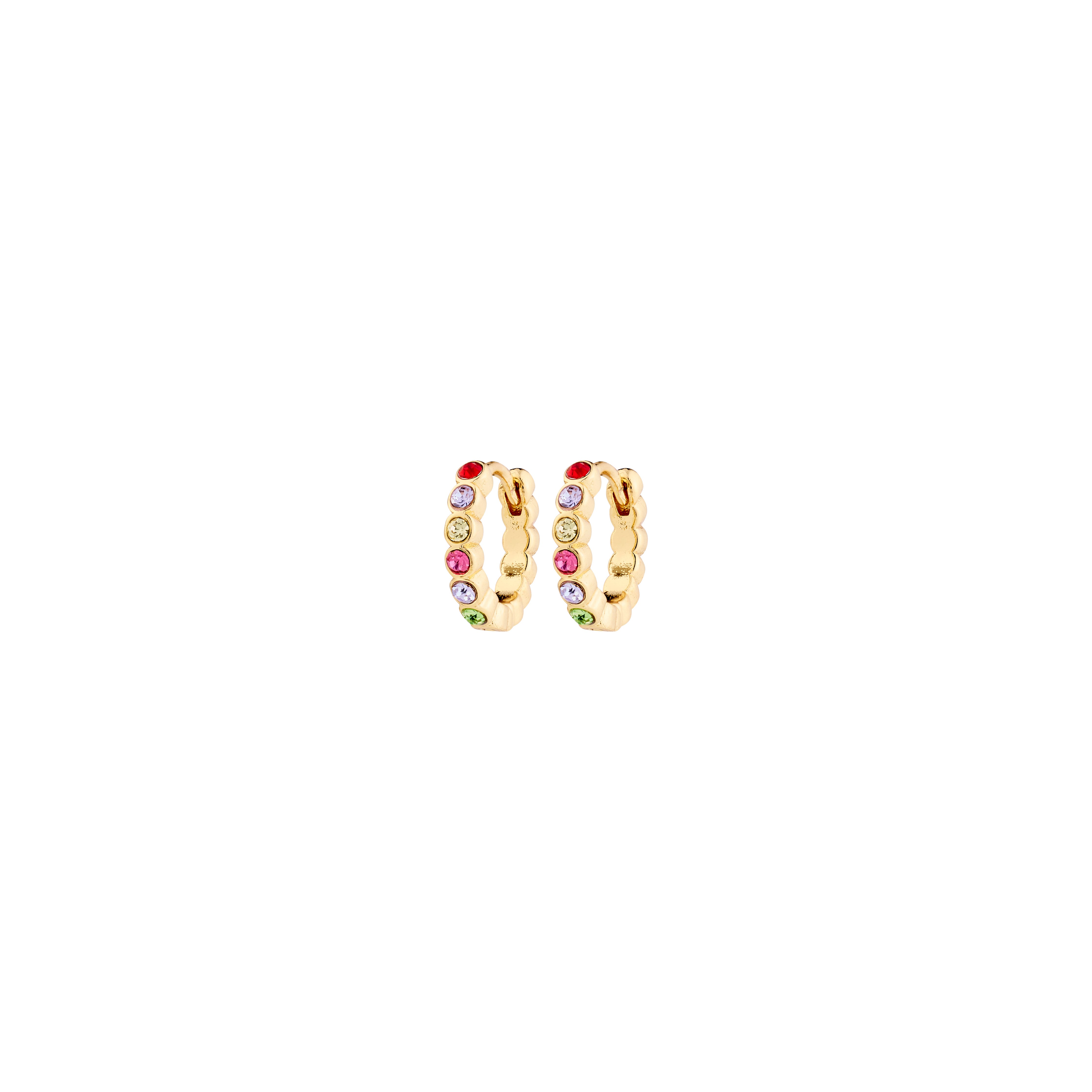 KLEOPRATRA earrings gold-plated with multicolored Preciosa crystals, featuring a click clasp for easy wear, adding exclusive sparkle to any outfit.