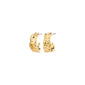 ELARA gold-plated earrings by Pilgrim, showcasing semi-hoops with an organic shape and handcrafted feel, embodying a rustic yet classy style.