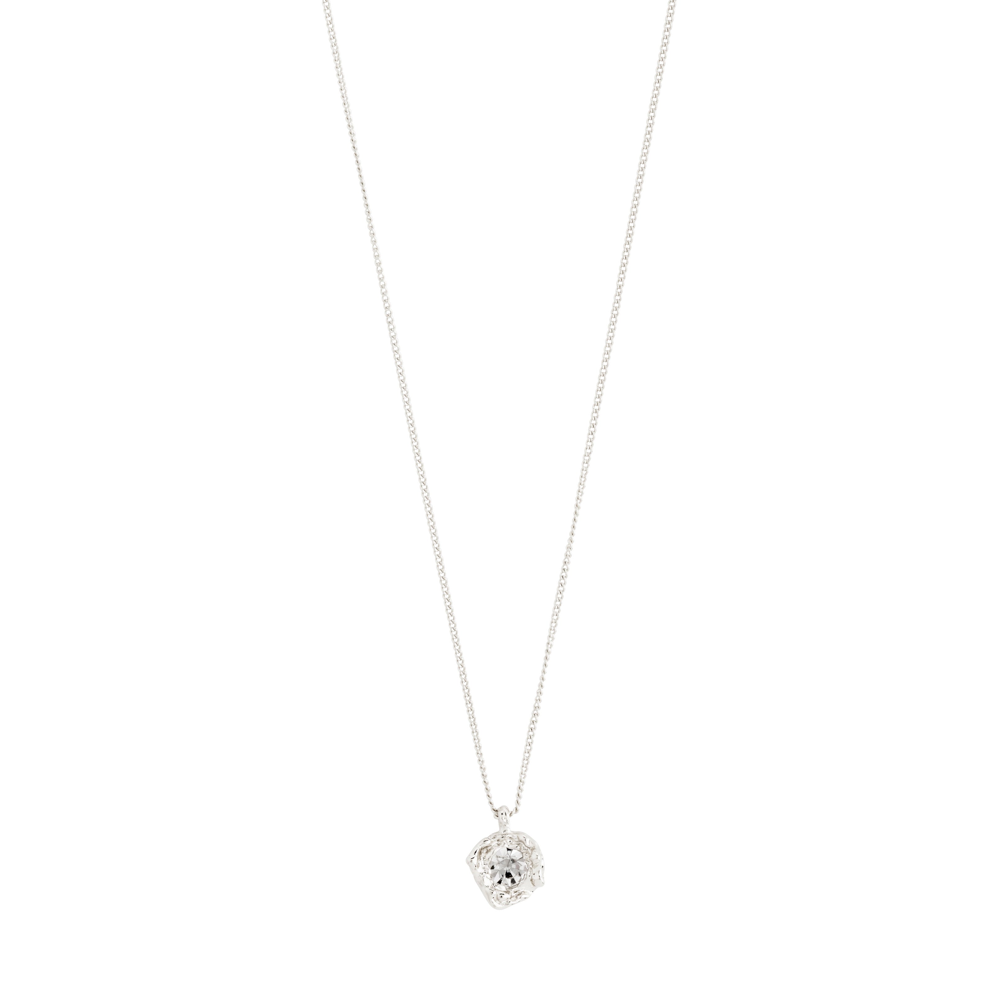 CALLUM necklace silver-plated with a large Preciosa crystal pendant in an organic bezel, offering a handcrafted, sparkling touch ideal for layering.