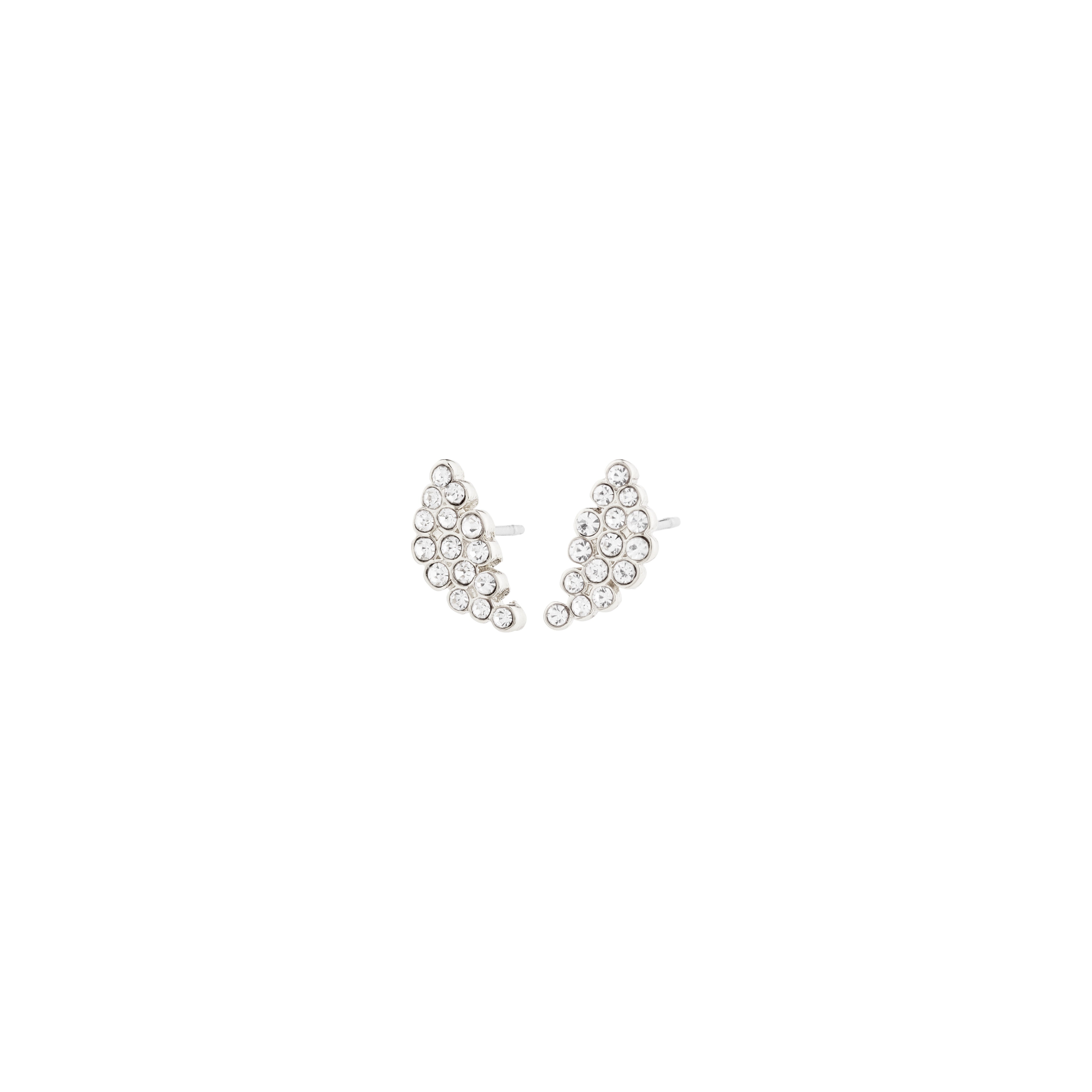 BERENIKE earrings silver-plated, feature small crystal studs with Preciosa clusters in a sleek design, perfect for a timeless or customized ear look.