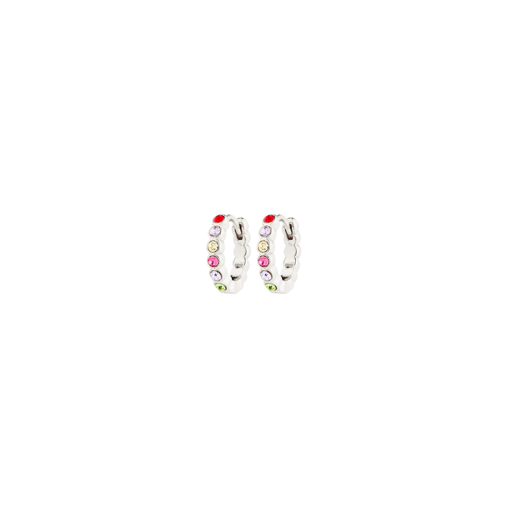 KLEOPRATRA earrings silver-plated with multicolored Preciosa crystals, featuring an easy click clasp, perfect for adding sparkle and color to your outfit.