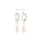 JONNE pearl earrings, 2-in-1 set, silver-plated, featuring organic-shaped hoops with freshwater pearls and classic pearl studs. Perfect for elevating a basic look.
