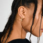 HADLEY earrings gold-plated with organic, bubble-like design and pearlescent beads, capturing morning dewdrops' essence; crafted from 95% recycled material.