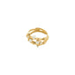 HADLEY rings, 2-in-1 gold-plated set with organic bubble design and pearlescent beads, offering a dreamy, sophisticated accent, adjustable for single or stacked wear.