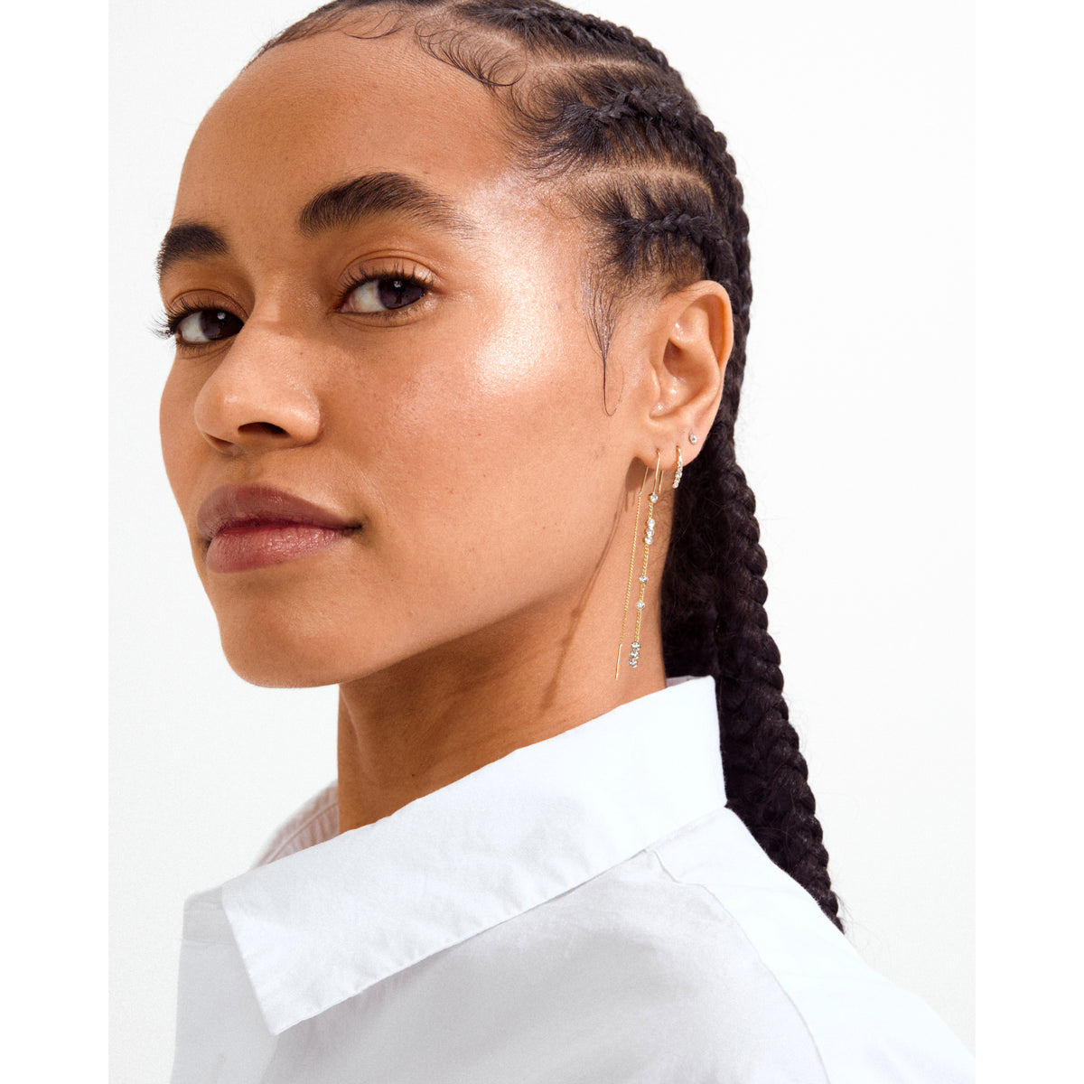 KAMARI crystal chain earrings gold-plated