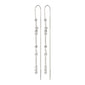KAMARI crystal chain earrings, silver-plated, feature long silver chains adorned with shimmering diamonds, perfect for adding elegance to any special occasion.