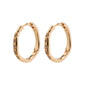 EDURNE crystal hoop earrings, rose gold-plated, featuring engraved floral designs with Preciosa crystals, showcasing Pilgrim's blend of trendy and timeless Scandinavian craftsmanship.