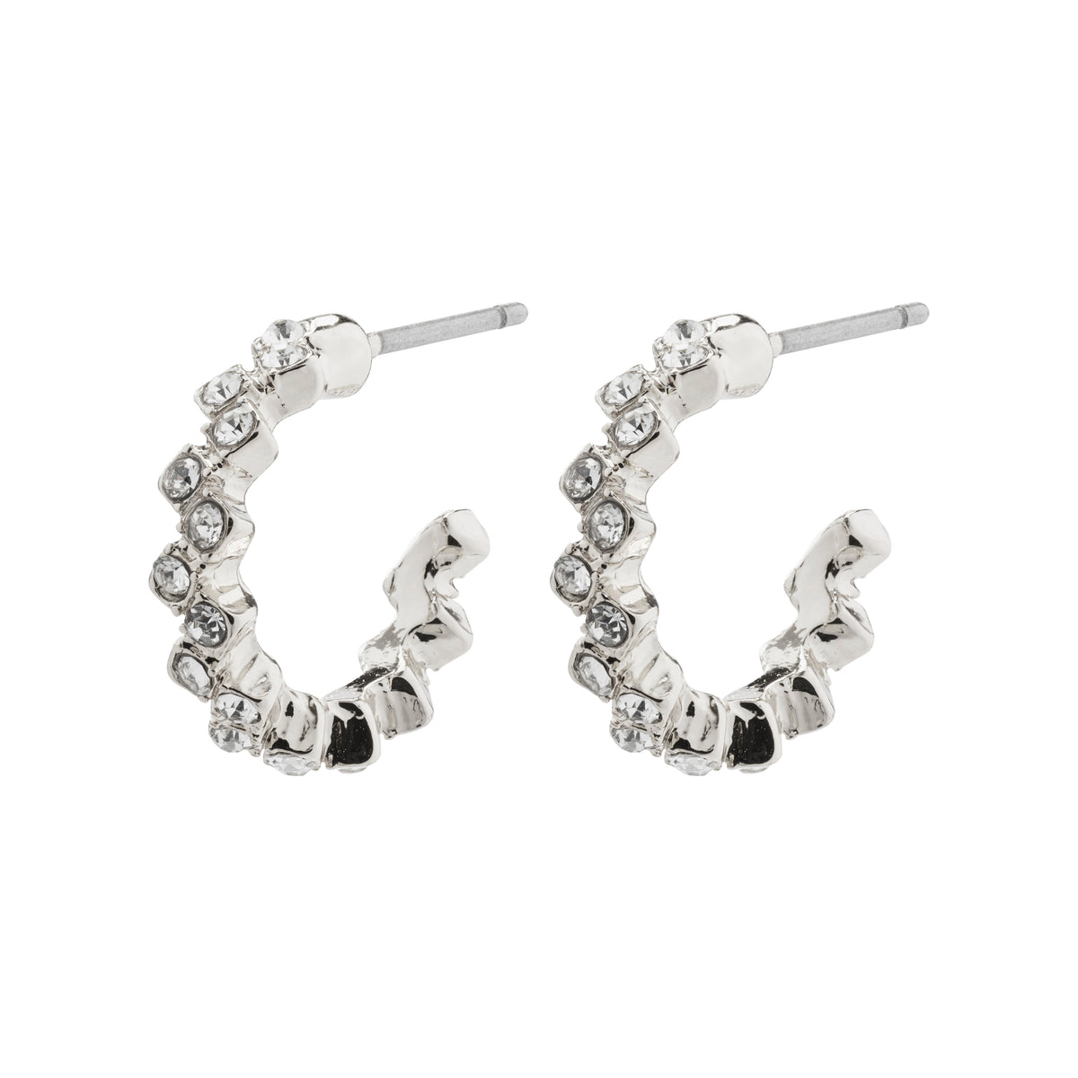 ESTER crystal hoop earrings, silver-plated, with angular design and Preciosa crystals, offering a stylish blend of edginess and elegance.