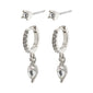 ELZA recycled crystal earrings 2-in-1 set silver-plated