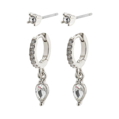 ELZA crystal earrings 2-in-1 set silver-plated