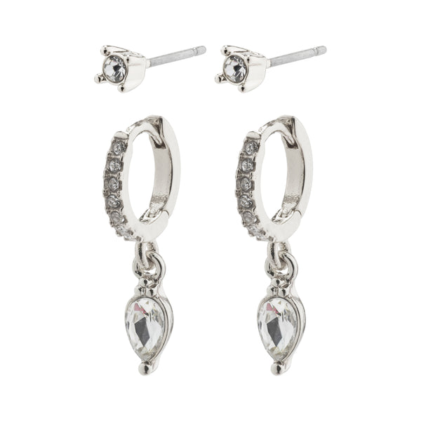 ELZA crystal earrings 2-in-1 set silver-plated – Pilgrim