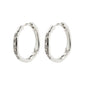 EDURNE crystal hoop earrings, silver-plated with organic silhouette and engraved floral designs, adorned with Preciosa crystals, embodying natural elegance from Pilgrim.