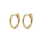 EANNA small hoops gold-plated by Pilgrim, showcasing timeless design with a click lock for easy wear. Perfect for stacking and expressing personal style.