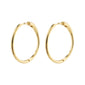 EANNA large gold-plated hoops, elegantly simple and versatile for styling alone or with other earrings, crafted from 99% recycled materials.